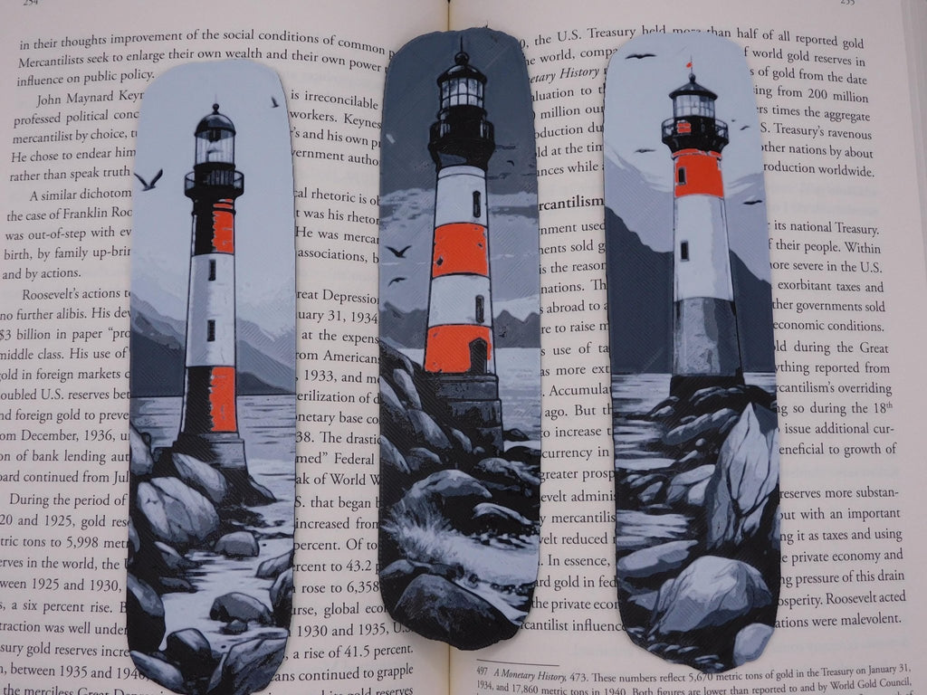Lighthouse Bookmarks: Coastal Nautical Set, 3D Printed - JM Designs