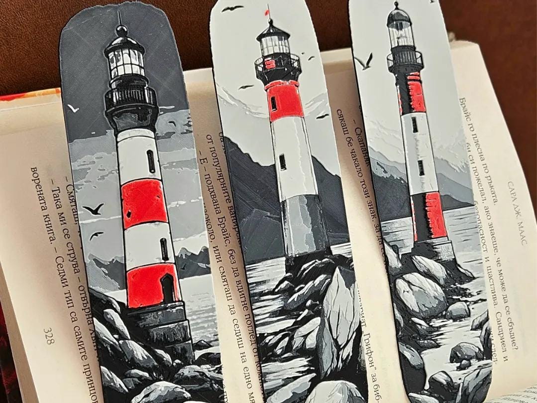 Lighthouse Bookmarks: Coastal Nautical Set, 3D Printed - JM Designs