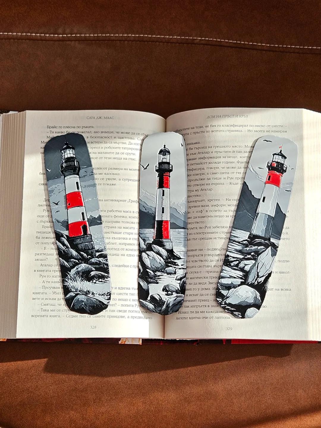 Lighthouse Bookmarks: Coastal Nautical Set, 3D Printed - JM Designs