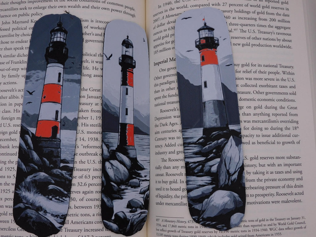 Lighthouse Bookmarks: Coastal Nautical Set, 3D Printed - JM Designs