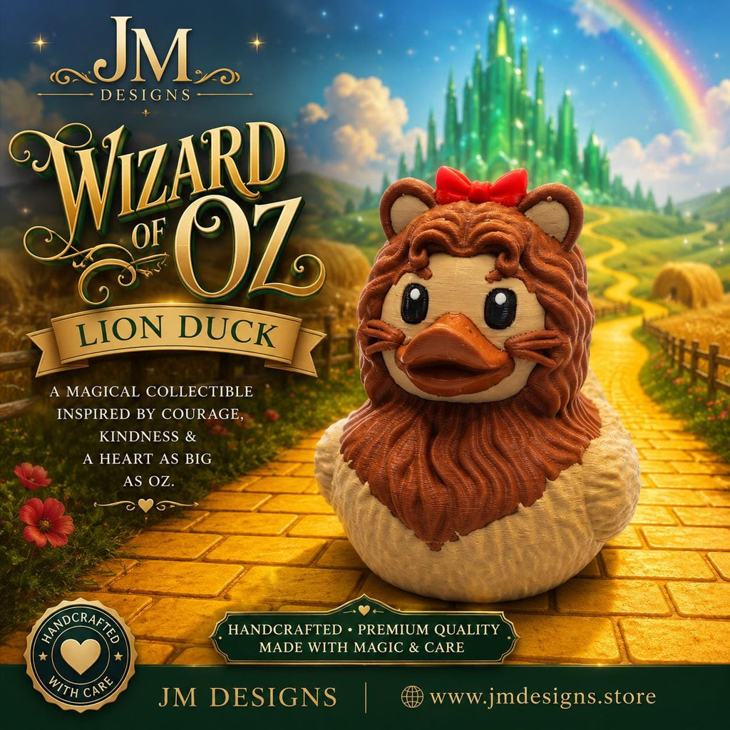 Lion Inspired Duck Bath Toy Shelf Decoration Desk Display Item Collection Movie Character Figurine Set Fantasy Gift Emerald City - JM Designs