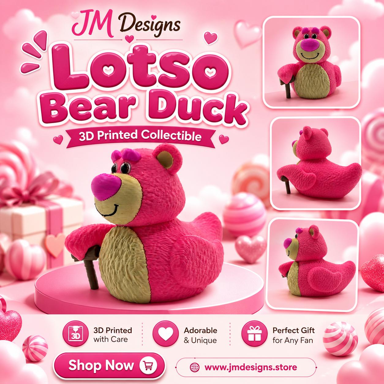 Lotso Inspired Duck Toy Story Collectible Duck Figurine Desk Ornament Piece Miniature Table Accent Disney Fan Movie Inspired - JM Designs