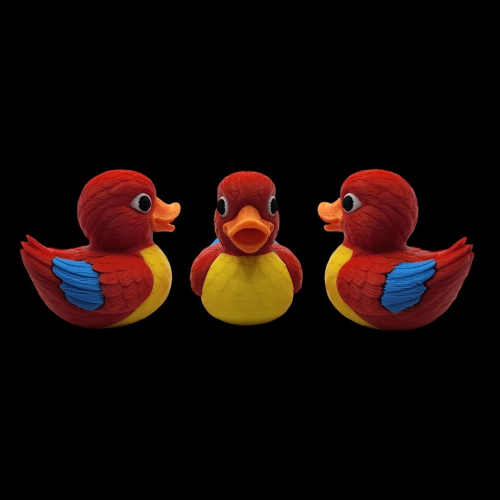 Macaw Duck Figurine, 3D Printed Tropical Bird Decoration in Colorful Designs - JM Designs