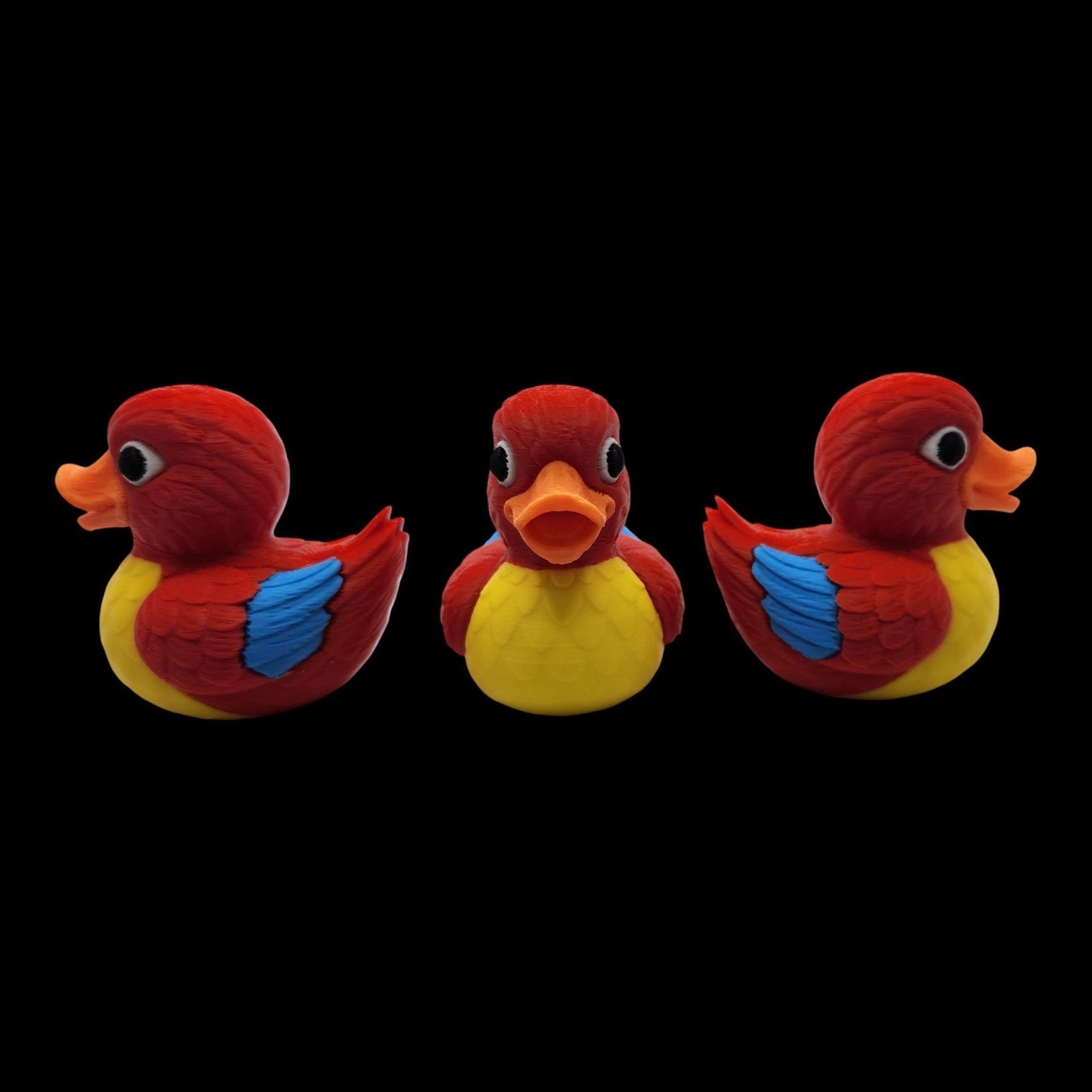 Macaw Duck Figurine, 3D Printed Tropical Bird Decoration in Colorful Designs - JM Designs