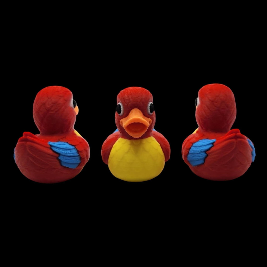 Macaw Duck Figurine, 3D Printed Tropical Bird Decoration in Colorful Designs - JM Designs