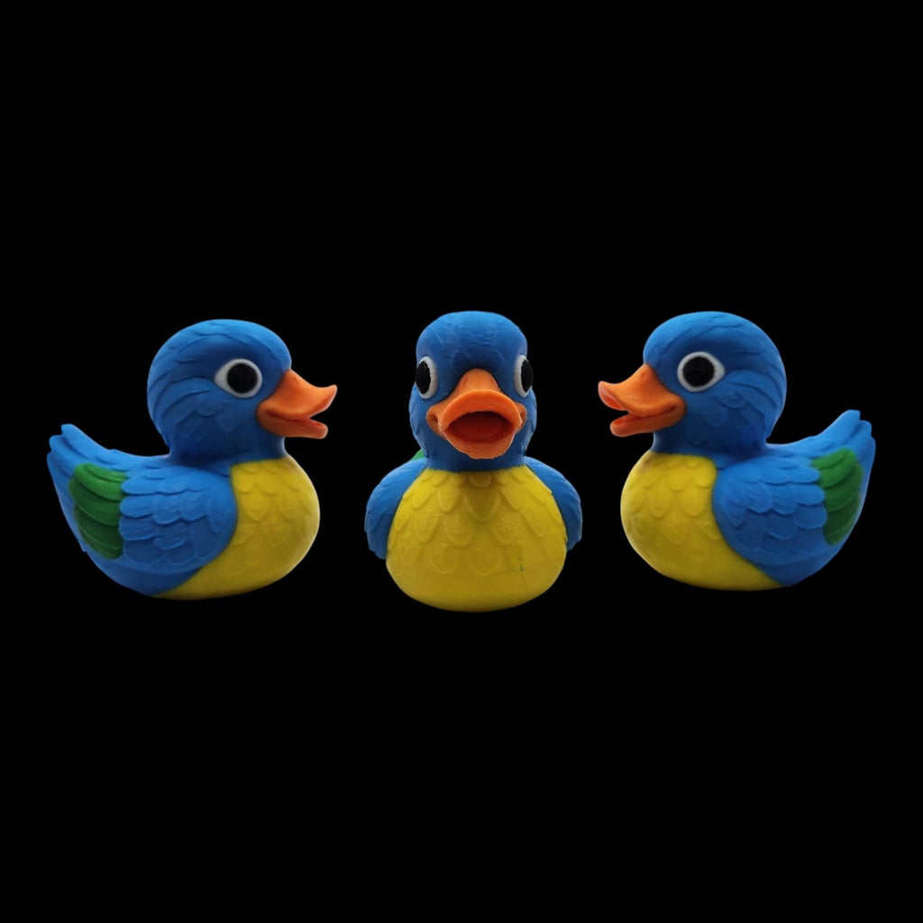 Macaw Duck Figurine, 3D Printed Tropical Bird Decoration in Colorful Designs - JM Designs