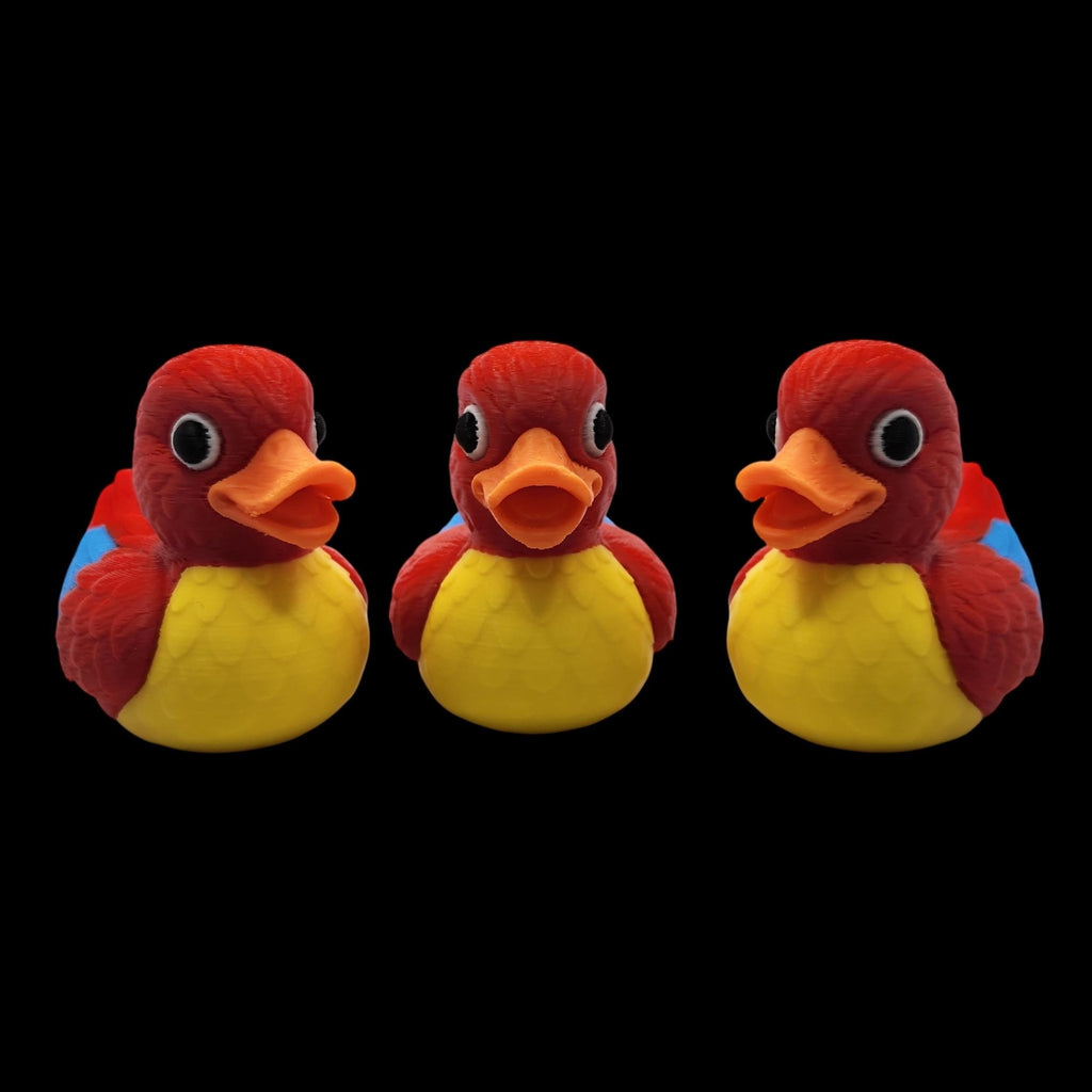 Macaw Duck Figurine, 3D Printed Tropical Bird Decoration in Colorful Designs - JM Designs