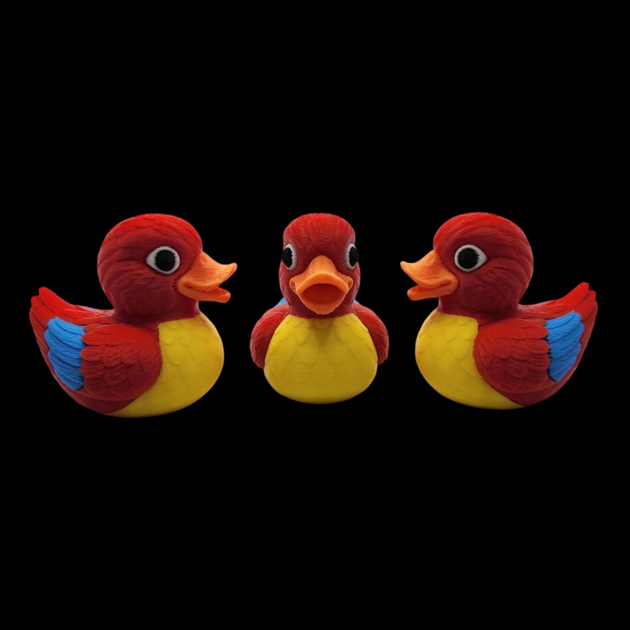 Macaw Duck Figurine, Colorful 3D Printed Tropical Bird Collectible - JM Designs