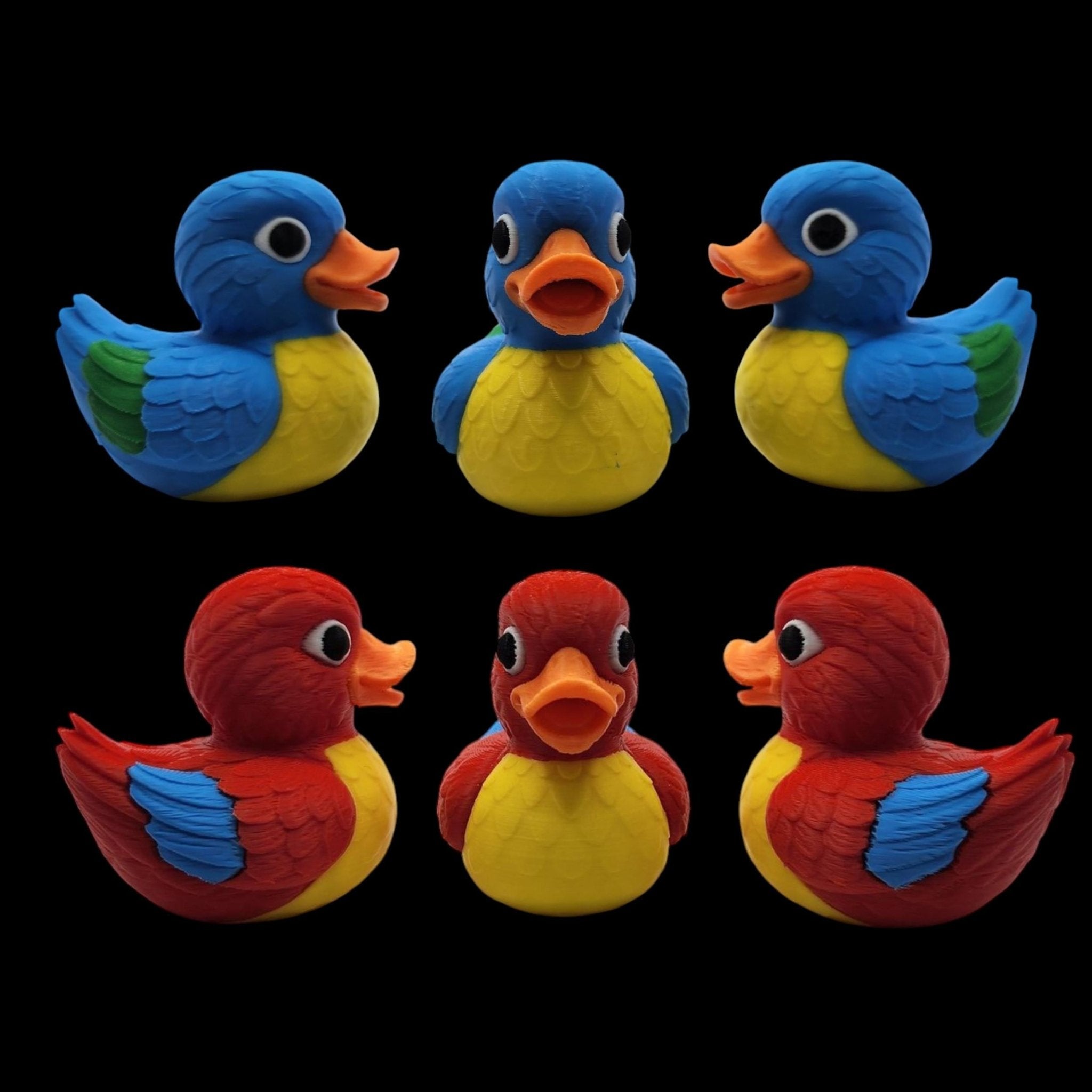 Macaw Duck Figurine, Colorful 3D Printed Tropical Bird Collectible - JM Designs