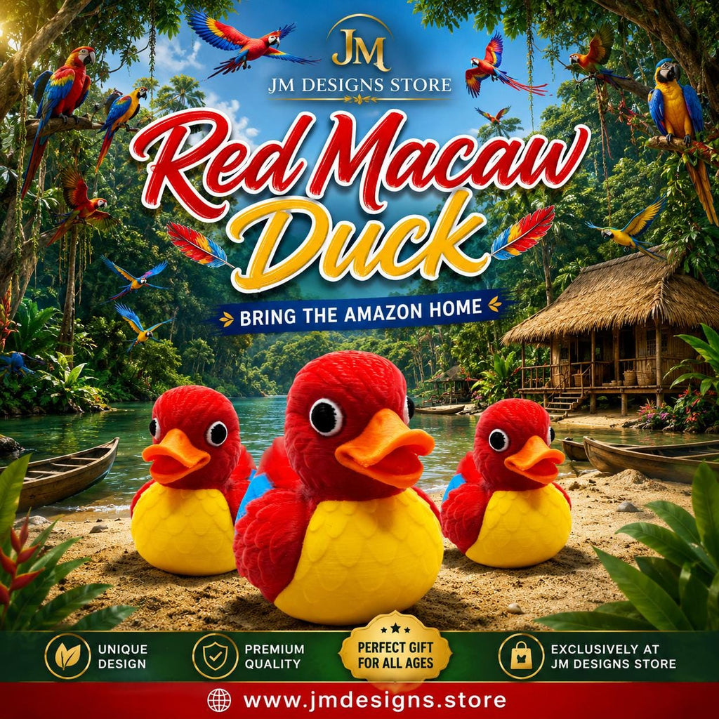 Macaw Duck Red Or Blue Figurine Tropical Bird Decoration animal Exotic Sculpture - JM Designs