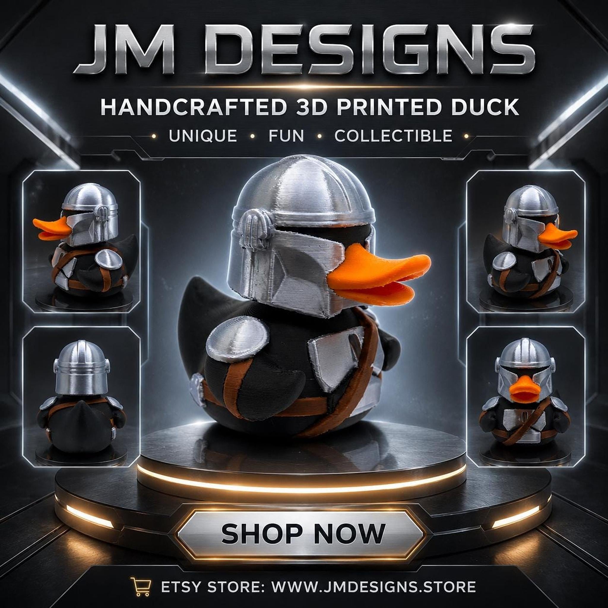 Mandalorian Inspired Duck Toy, 3D-Printed Star Wars Ducky for Bath Time Fun - JM Designs