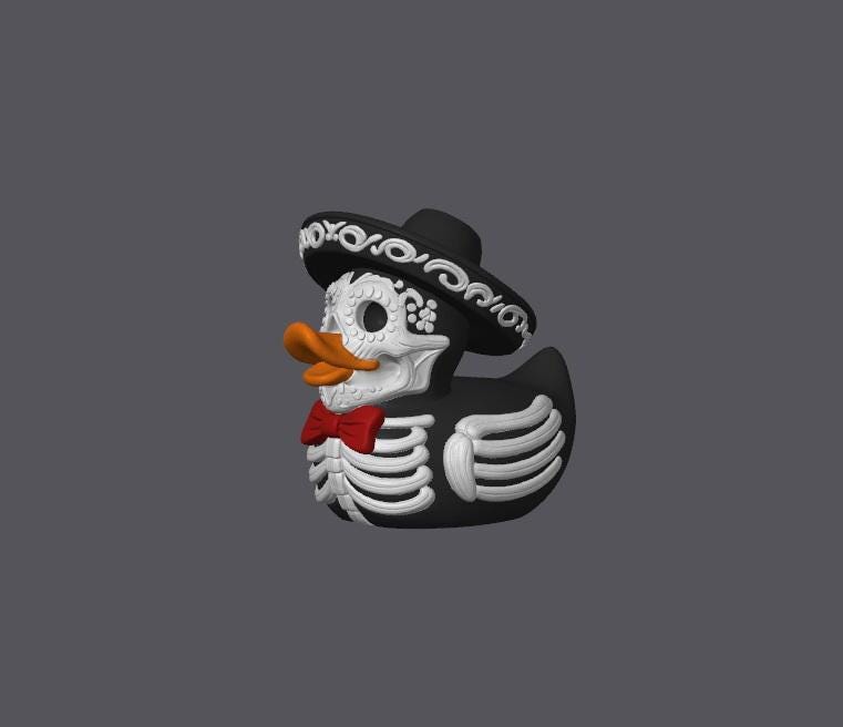 Mariachi Skeleton Duck, Spooky 3D Printed Halloween Decor - JM Designs