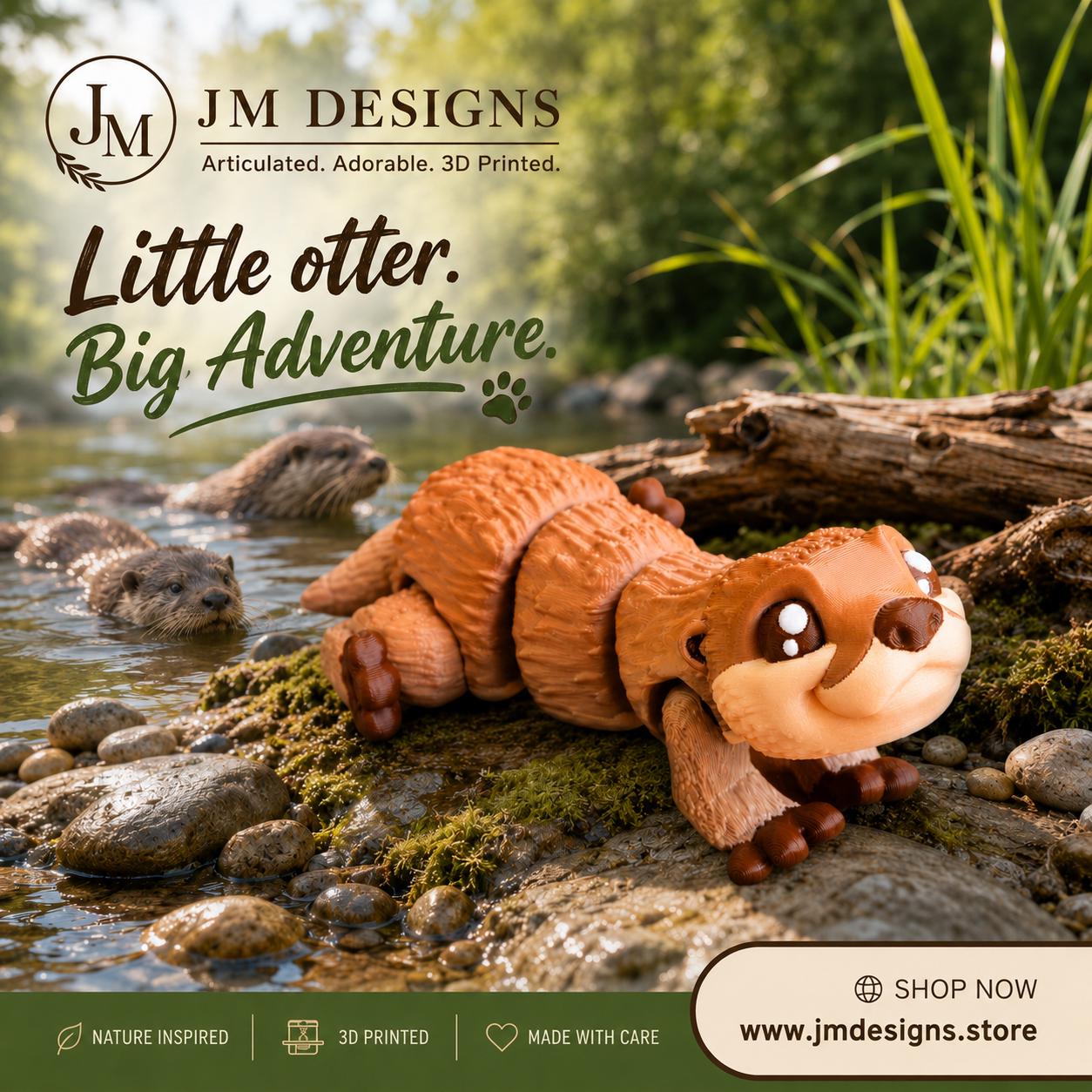 Mini River Otter Figurine Desk Decoration Animal Toy Articulated Model 3d Printed Pla Wildlife Small Statue Movable Figure Flexible Sensory - JM Designs