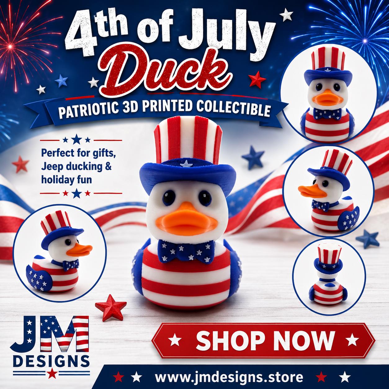 Patriotic Duck America Duck Display USA Uncle Sam Duck Decoration Adorable 4th July - JM Designs