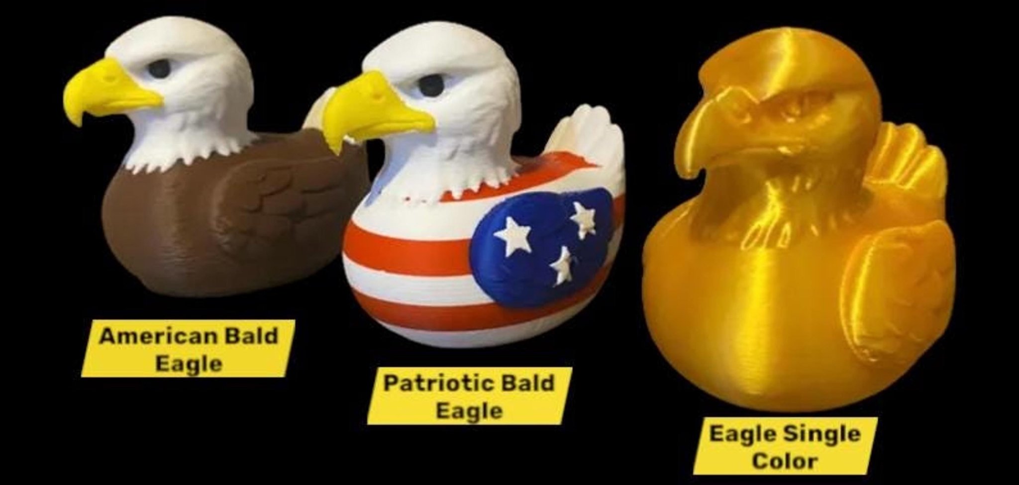 Patriotic Duck Decor, American Eagle 3D Printed Car Accessory for Dashboard Display - JM Designs