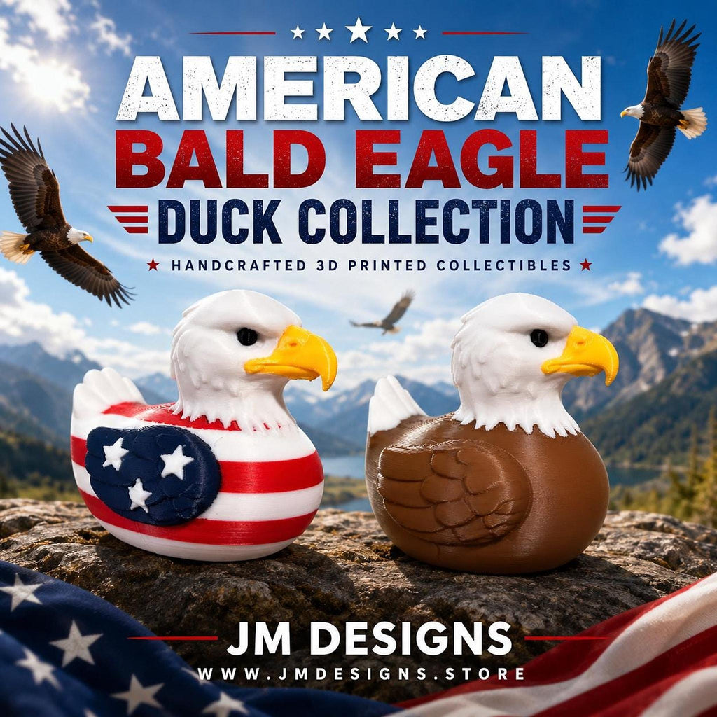 Patriotic Duck Decor, American Eagle 3D Printed Car Accessory for Dashboard Display - JM Designs