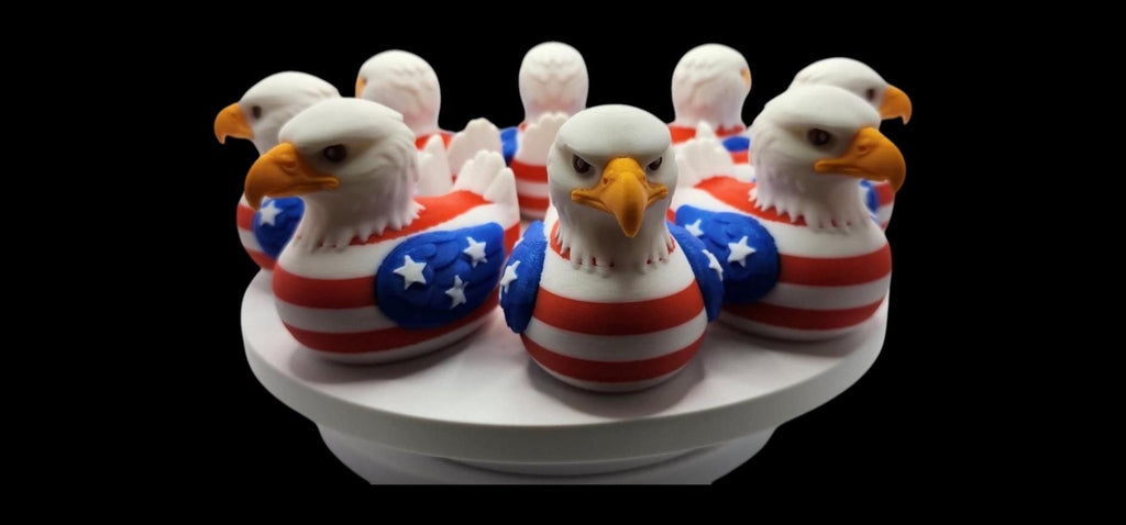 Patriotic Duck Decor, American Eagle 3D Printed Car Accessory for Dashboard Display - JM Designs