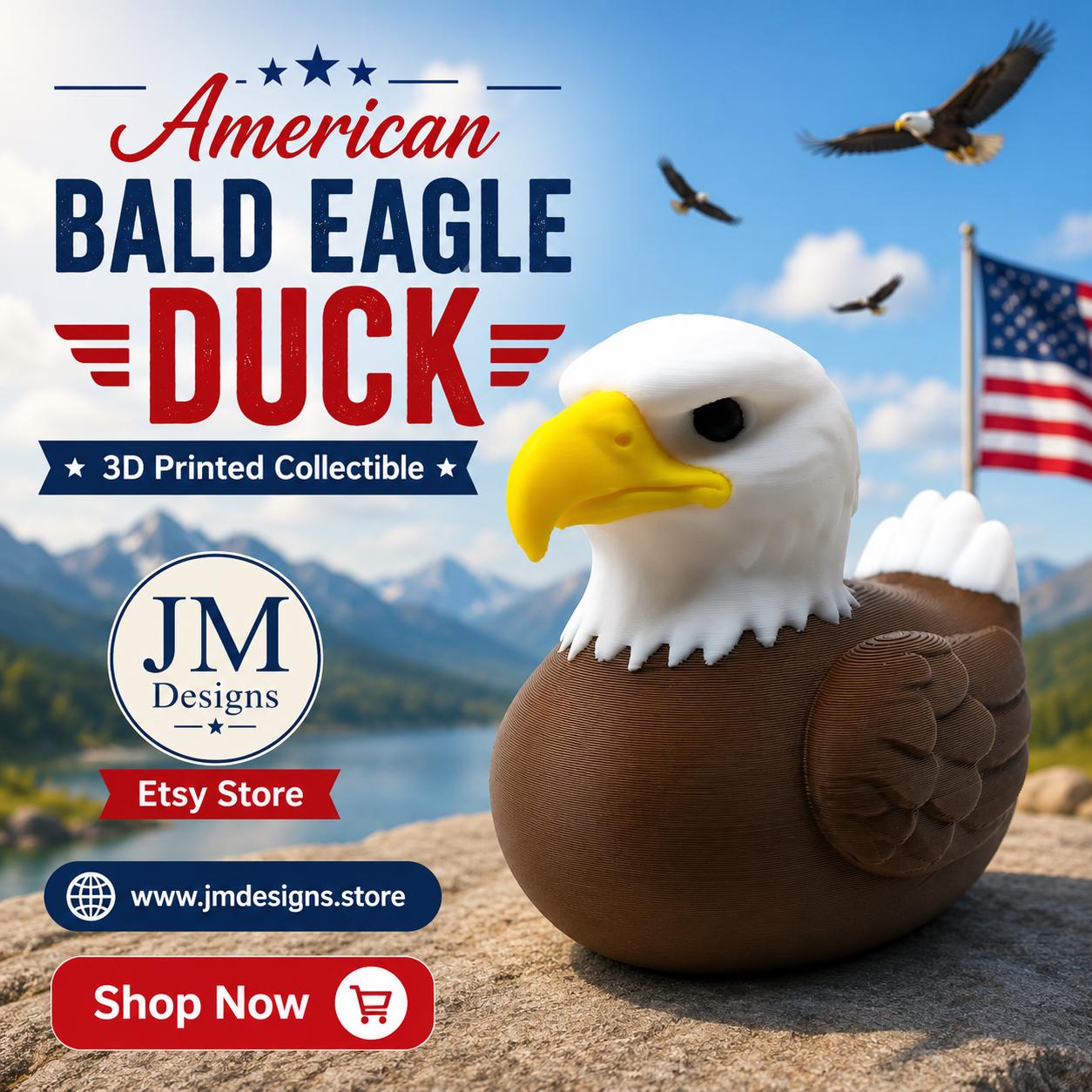 Patriotic Eagle Duck Jeep custom 3D printed gifts for him 4th Of July - JM Designs