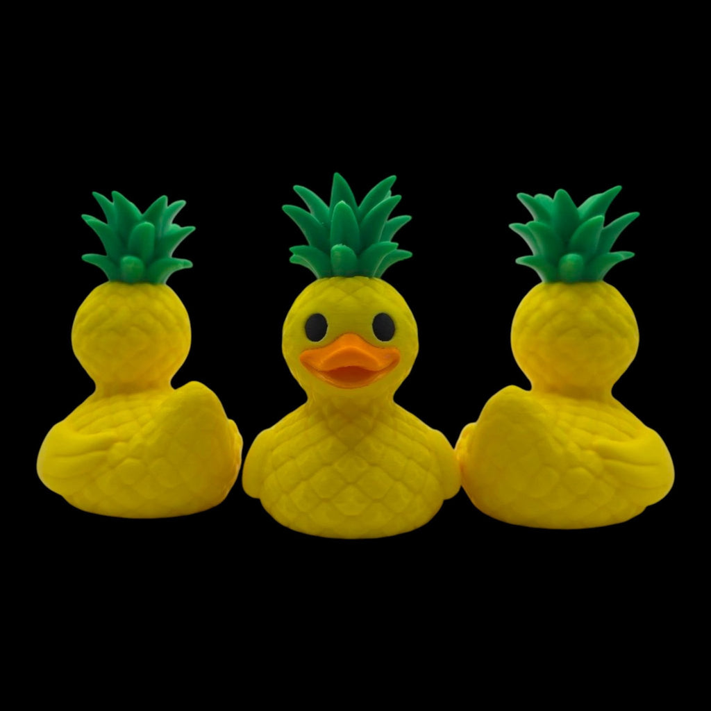 Pineapple Duck Figurine, Tropical Desk Mascot with Fun Beach Vibes - JM Designs