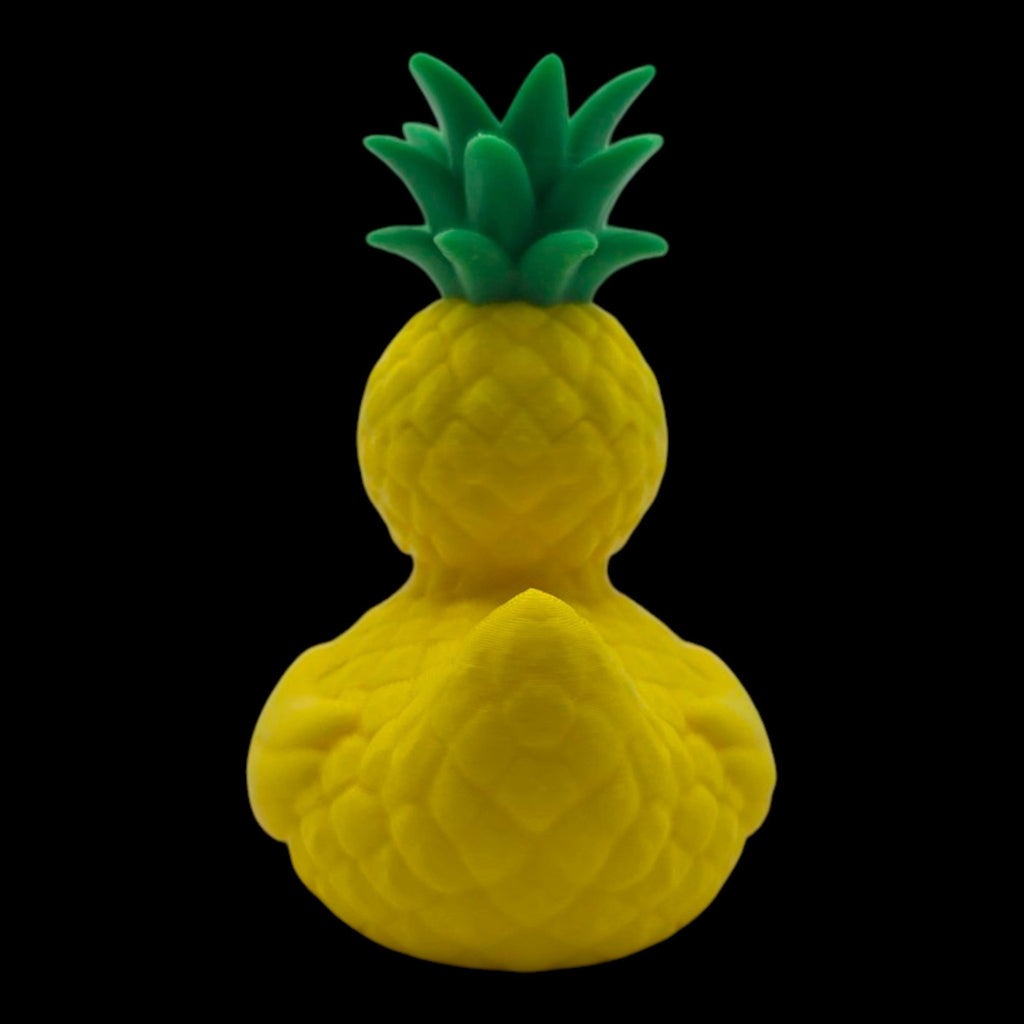 Pineapple Duck Figurine, Tropical Desk Mascot with Fun Beach Vibes - JM Designs