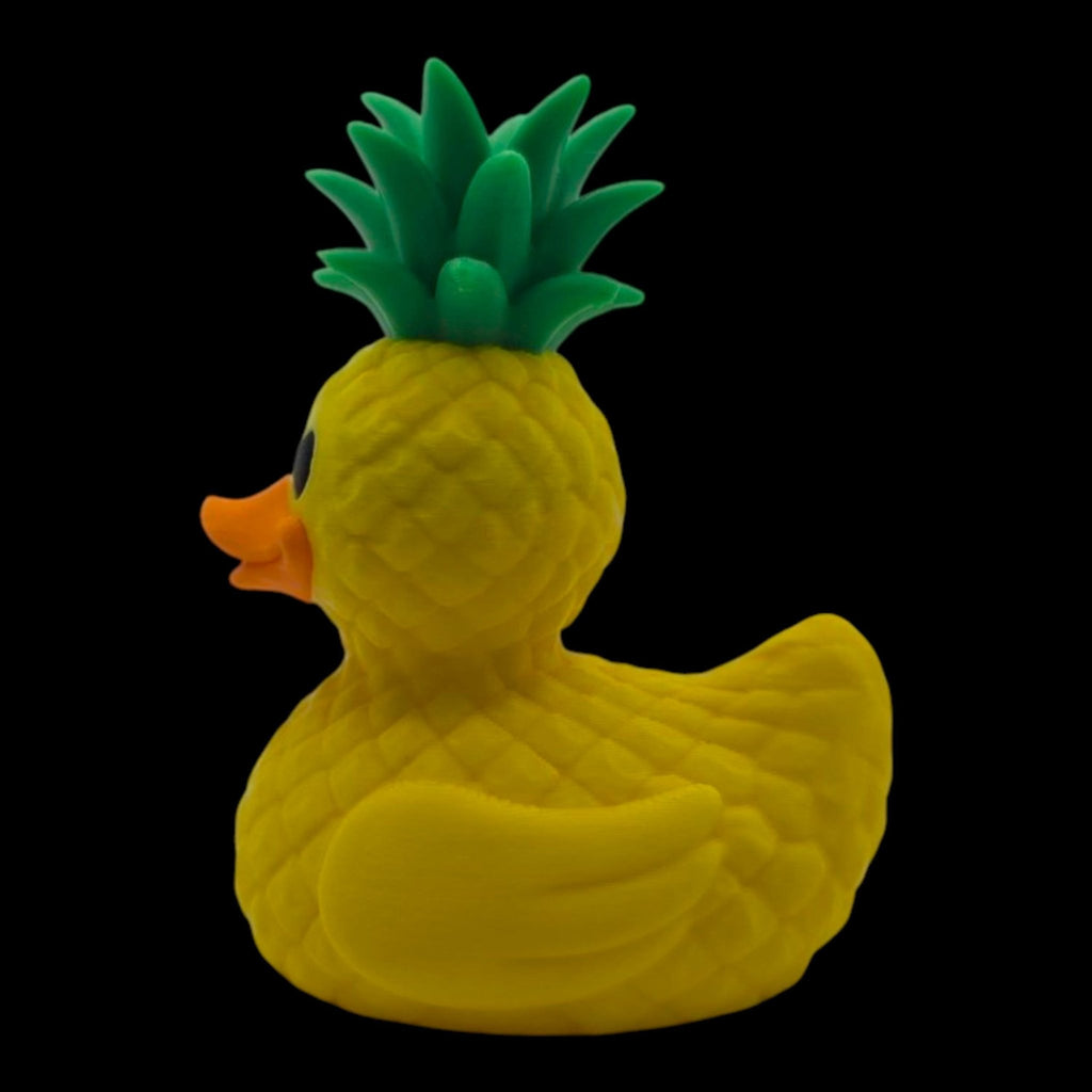 Pineapple Duck Figurine, Tropical Desk Mascot with Fun Beach Vibes - JM Designs