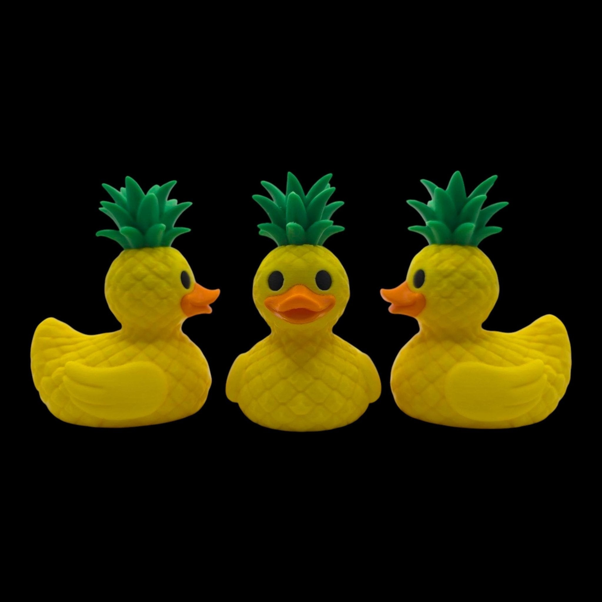 Pineapple Duck Figurine, Tropical Desk Mascot with Fun Beach Vibes - JM Designs