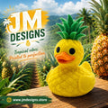 Pineapple Duck Figurine, Tropical Desk Mascot with Fun Beach Vibes - JM Designs
