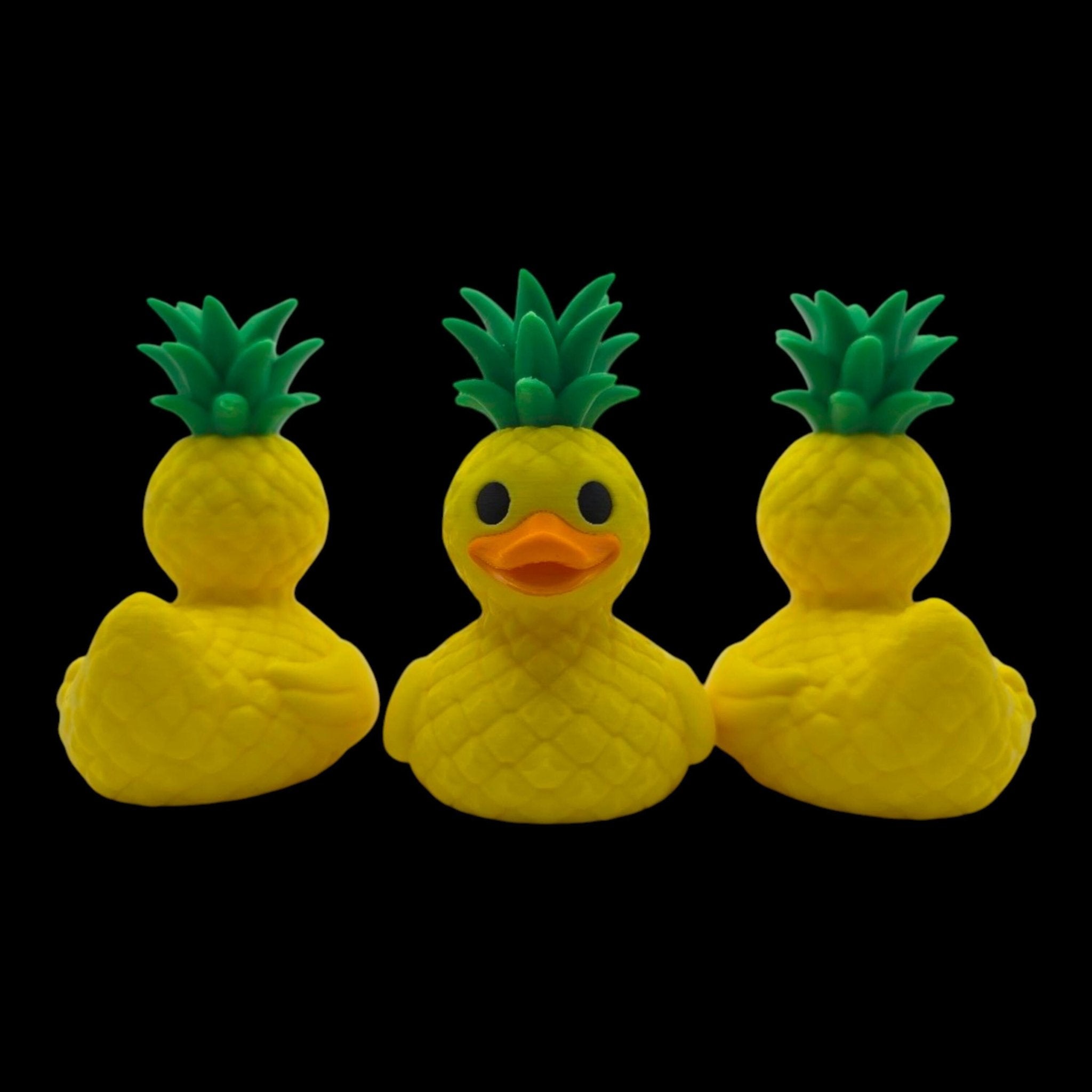Pineapple Duck Figurine, Tropical Desk Mascot with Fun Beach Vibes - JM Designs