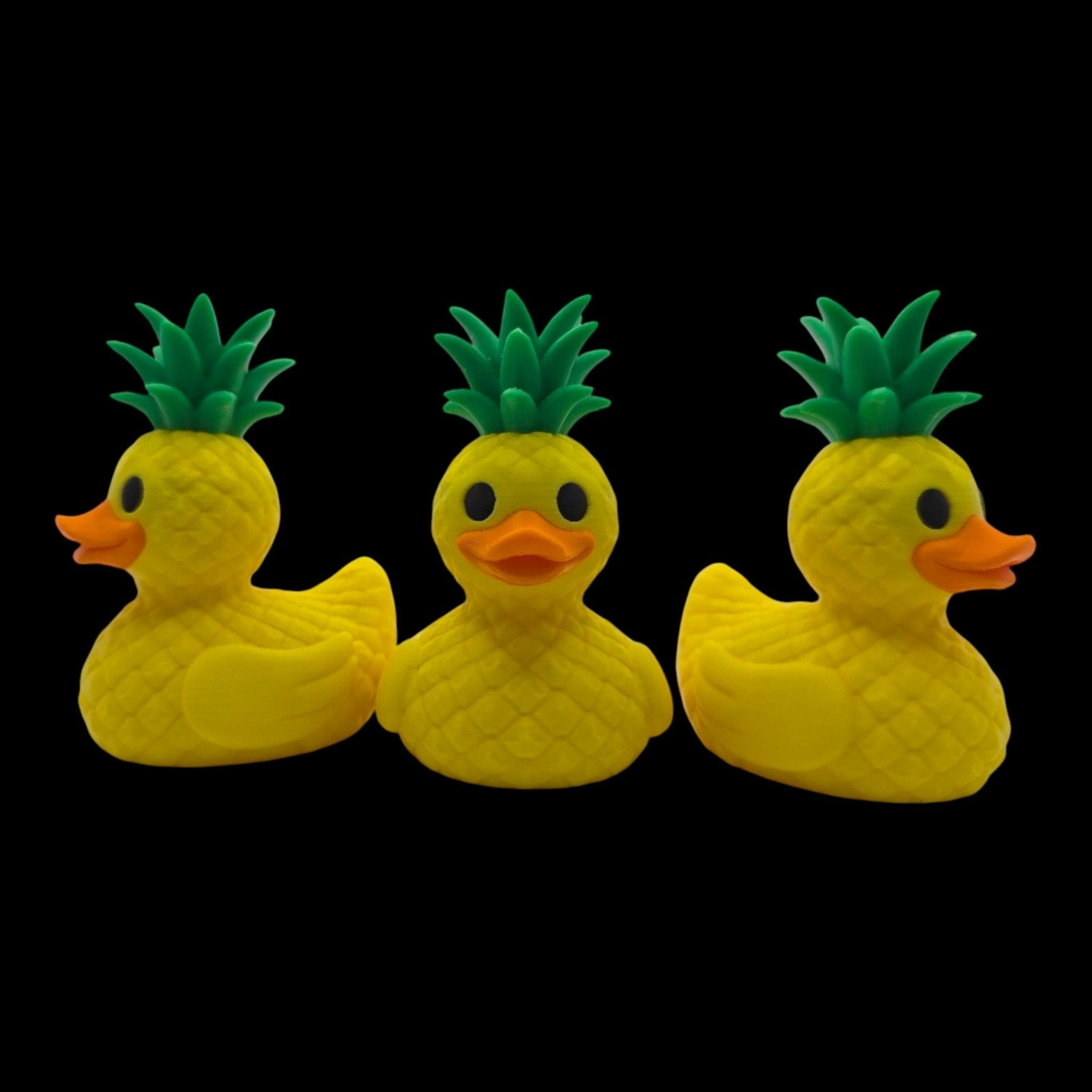 Pineapple Duck Figurine, Tropical Desk Mascot with Fun Beach Vibes - JM Designs