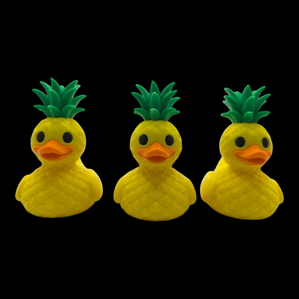 Pineapple Duck Figurine, Tropical Desk Mascot with Fun Beach Vibes - JM Designs