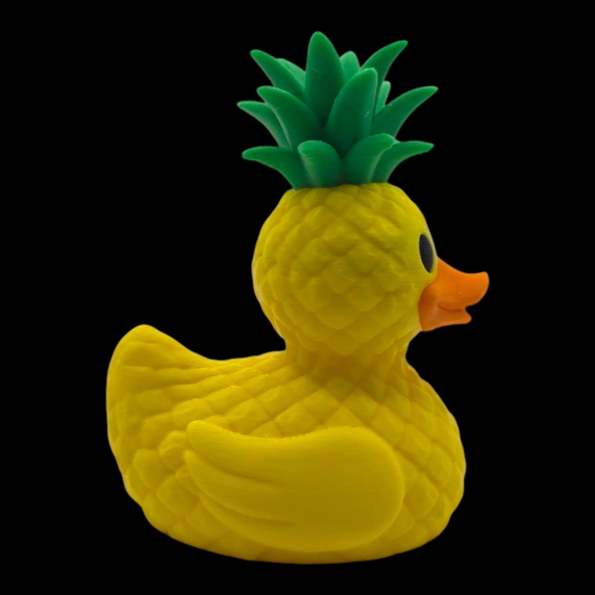 Pineapple Duck Figurine, Tropical Desk Mascot with Fun Beach Vibes - JM Designs