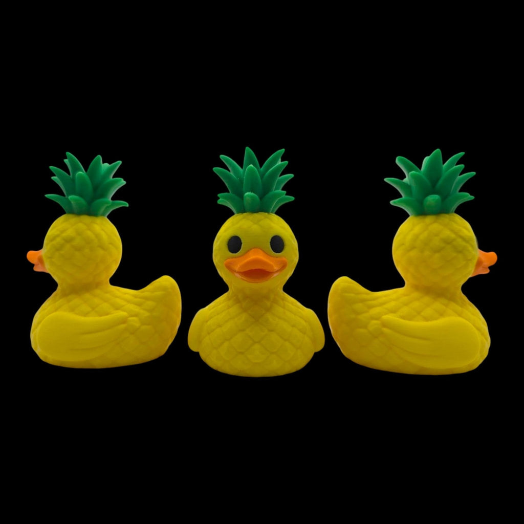 Pineapple Duck Figurine, Tropical Desk Mascot with Fun Beach Vibes - JM Designs
