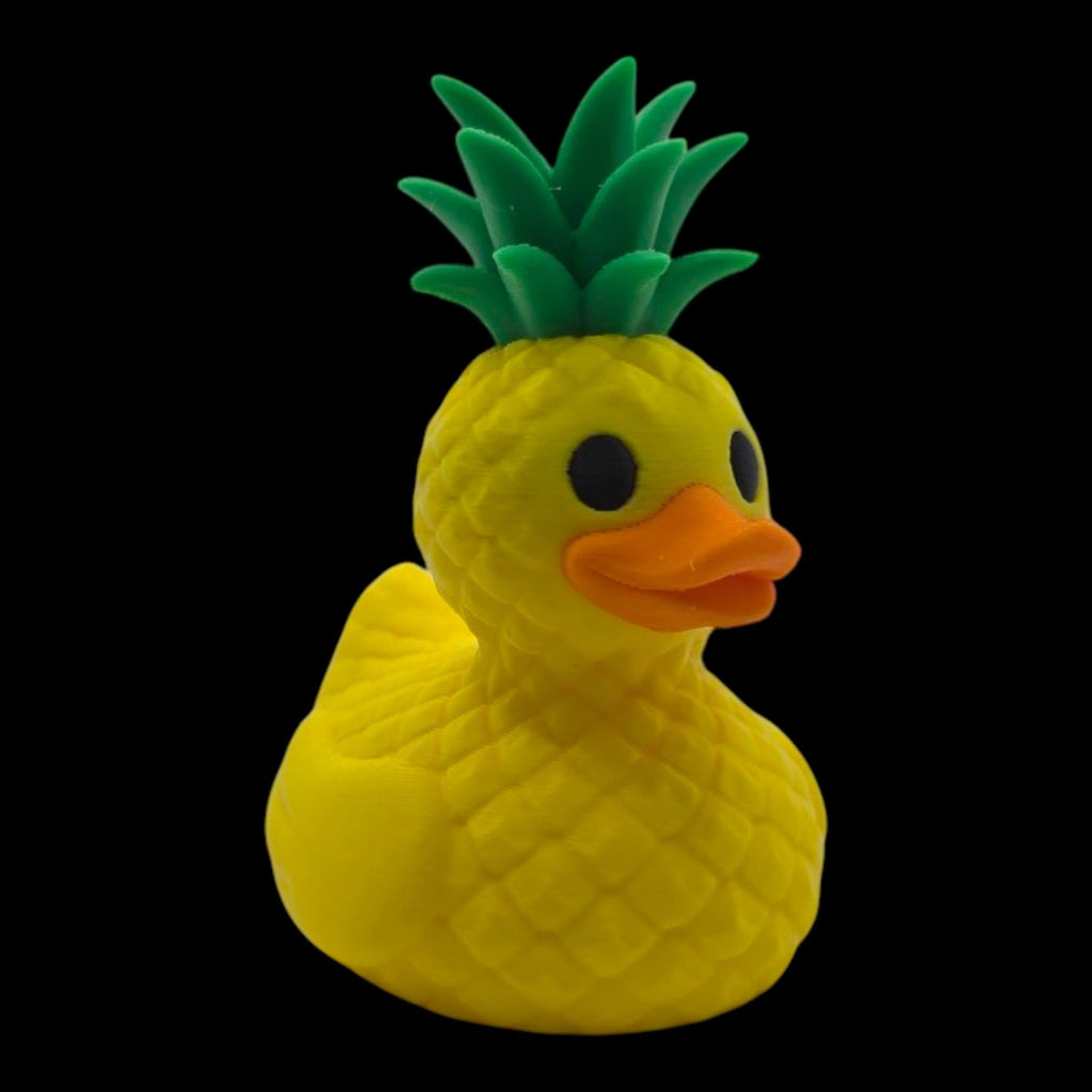 Pineapple Duck Figurine, Tropical Desk Mascot with Fun Beach Vibes - JM Designs
