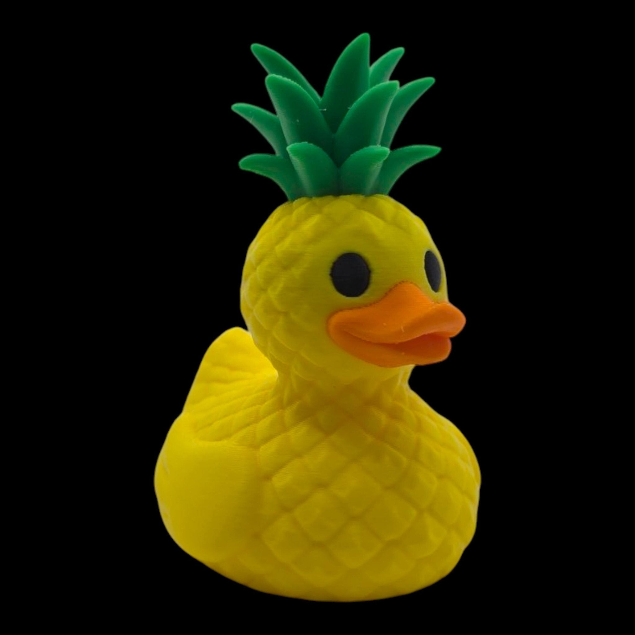 Pineapple Duck Figurine, Tropical Desk Mascot with Fun Beach Vibes - JM Designs