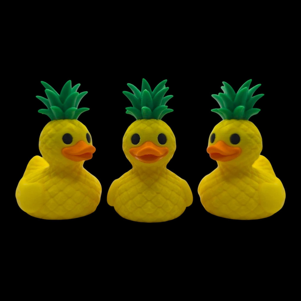 Pineapple Duck Figurine, Tropical Desk Mascot with Fun Beach Vibes - JM Designs