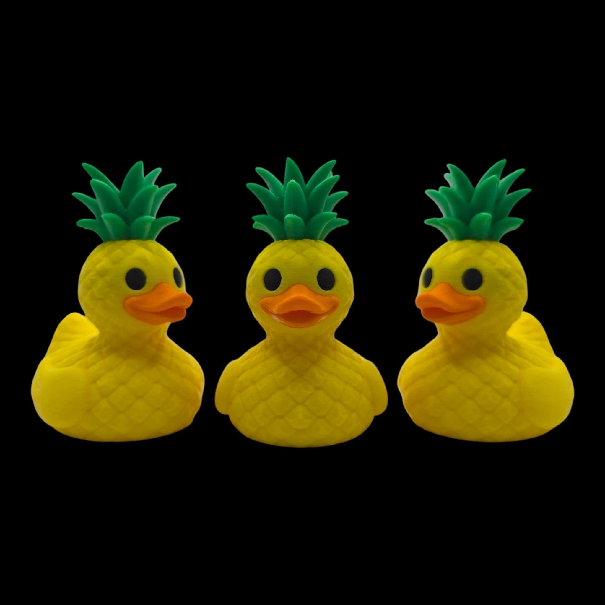 Pineapple Duck Figurine, Tropical Desk Mascot with Fun Beach Vibes - JM Designs