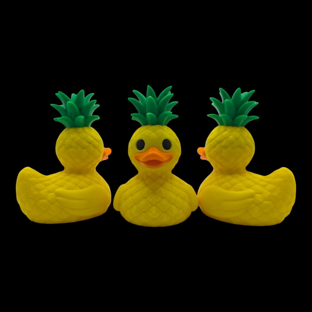 Pineapple Duck Figurine, Tropical Desk Mascot with Fun Beach Vibes - JM Designs