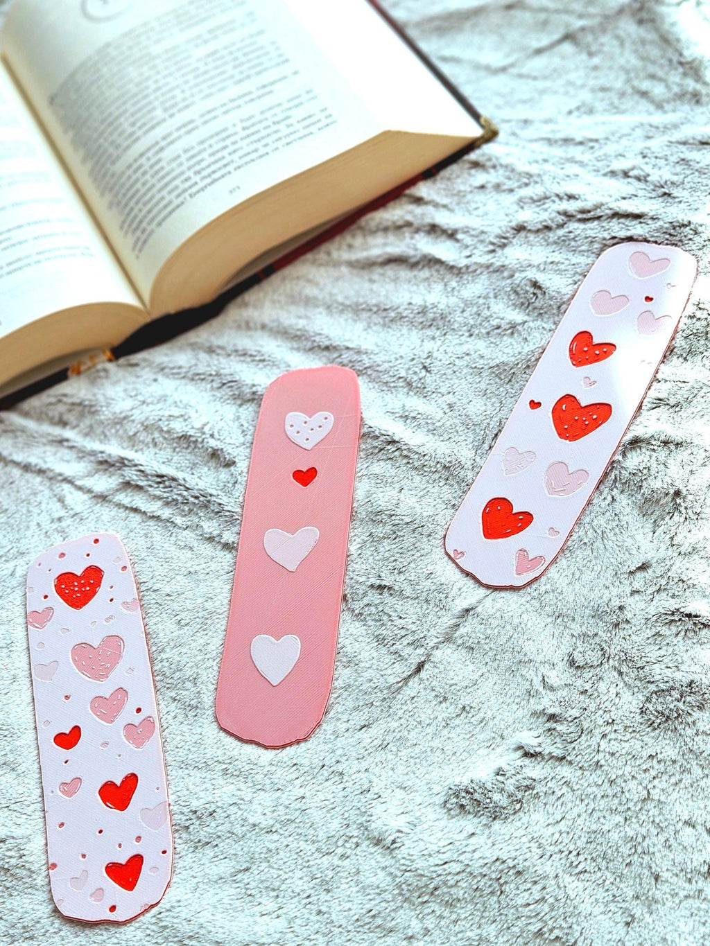 Pink Heart Bookmark Set: 3D Printed Valentines Gift - JM Designs