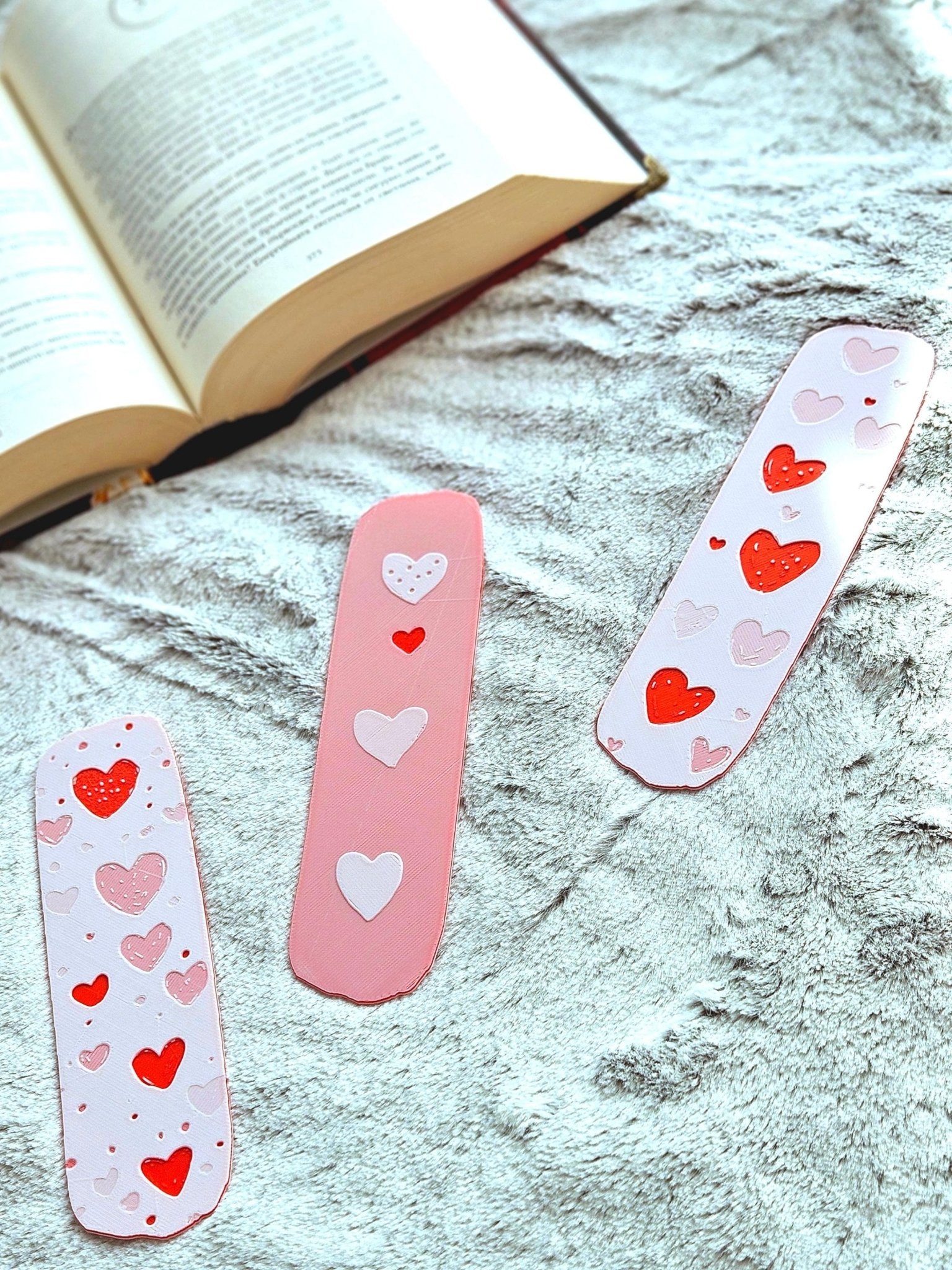 Pink Heart Bookmark Set: 3D Printed Valentines Gift - JM Designs