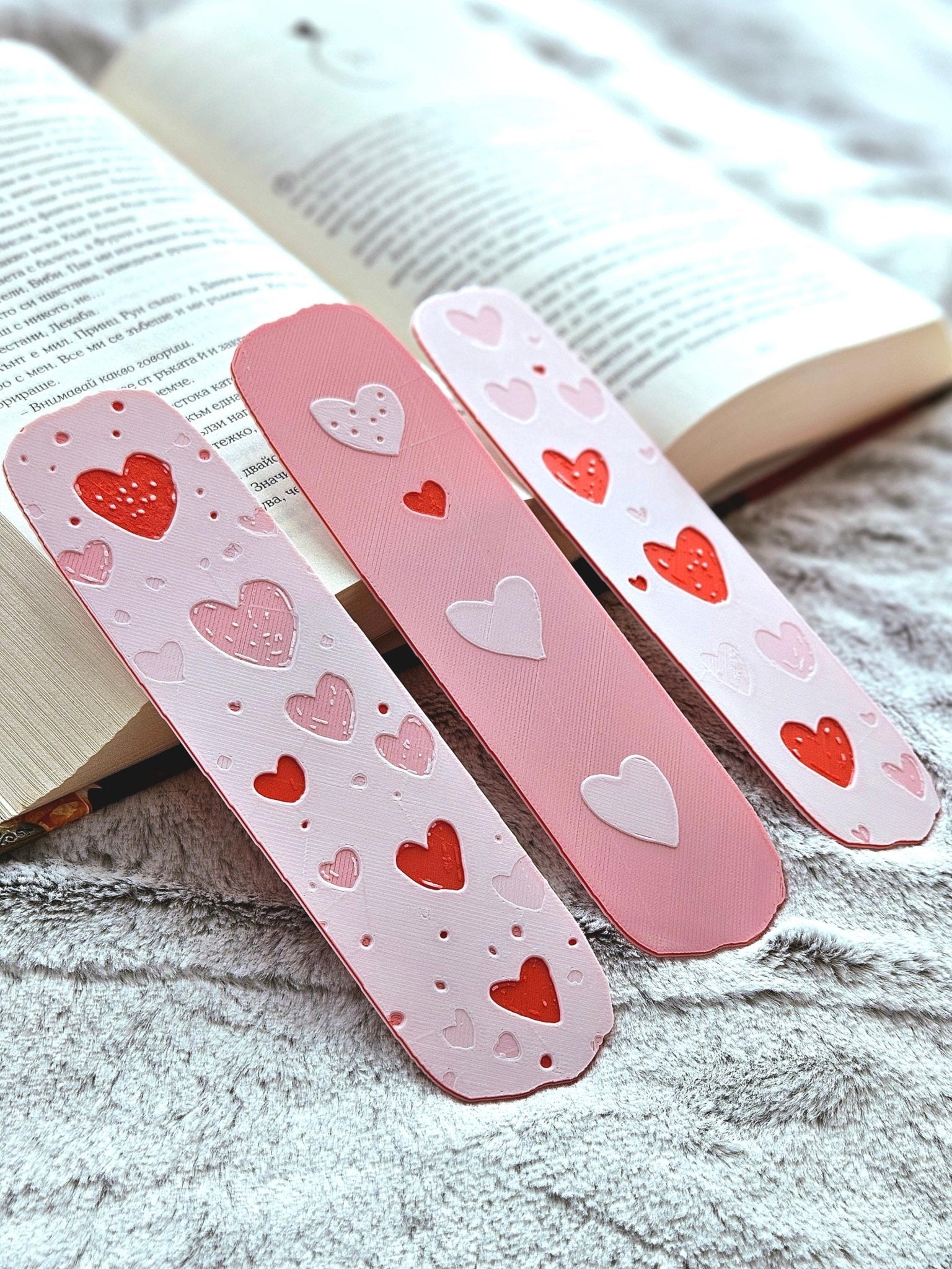 Pink Heart Bookmark Set: 3D Printed Valentines Gift - JM Designs