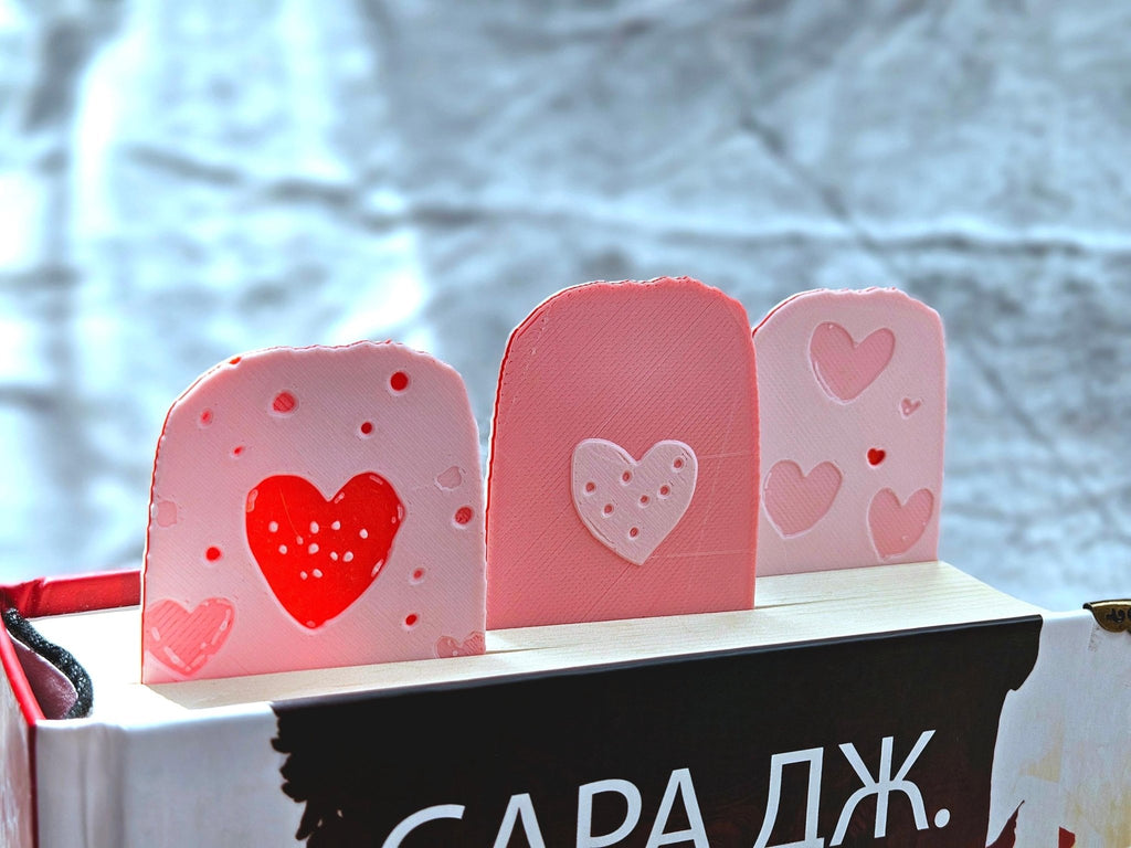 Pink Heart Bookmark Set: 3D Printed Valentines Gift - JM Designs
