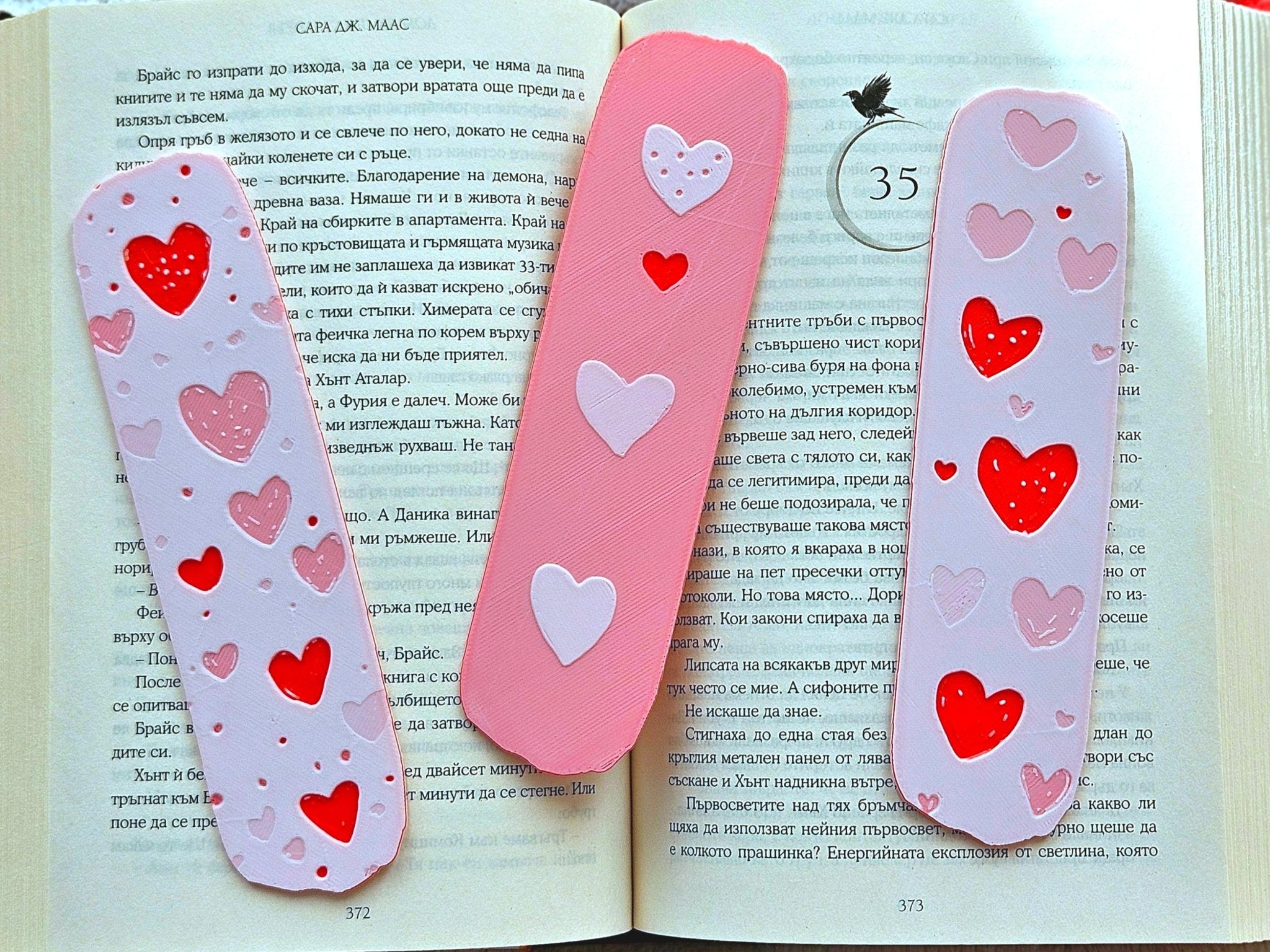 Pink Heart Bookmark Set: 3D Printed Valentines Gift - JM Designs