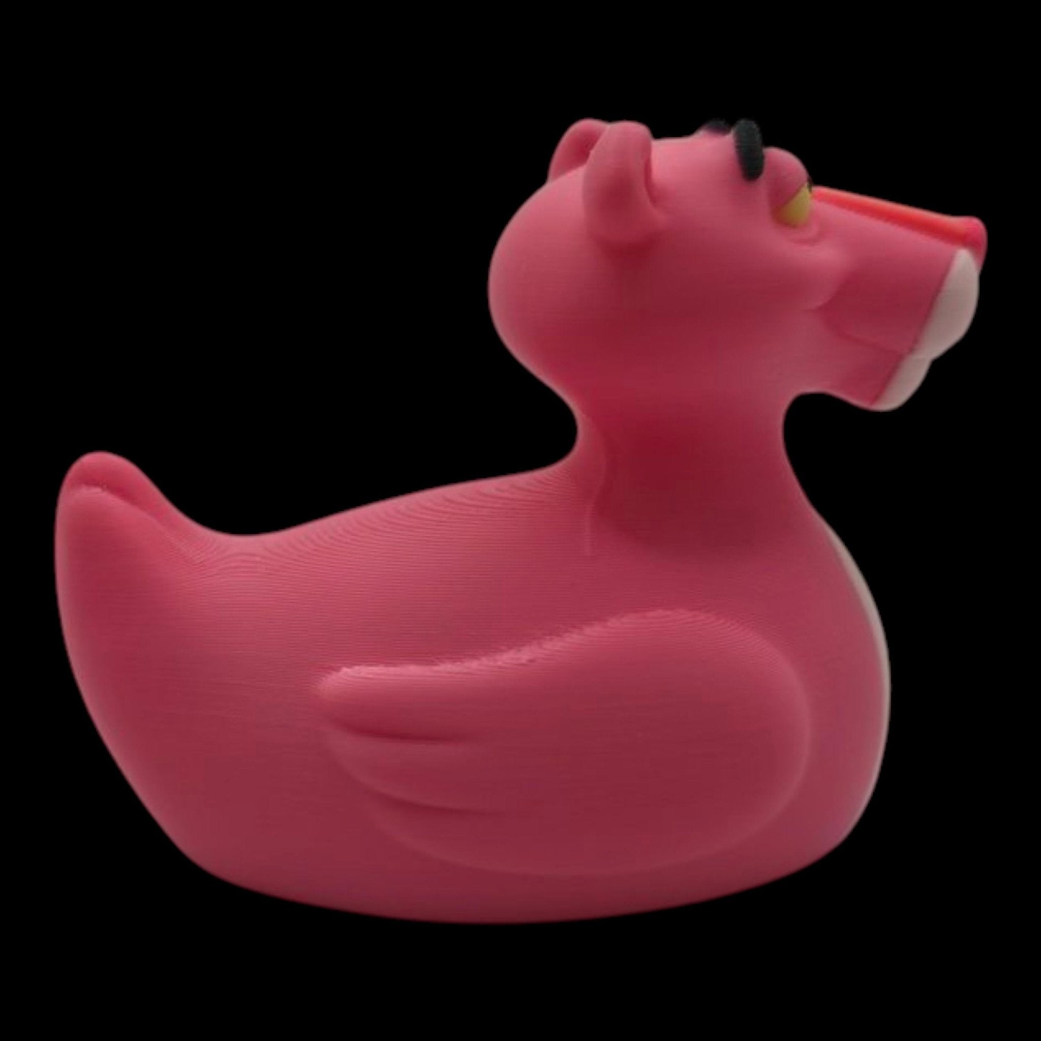 pink panther inspired, inspired duck figure, figure 3d printed, printed hard plastic,