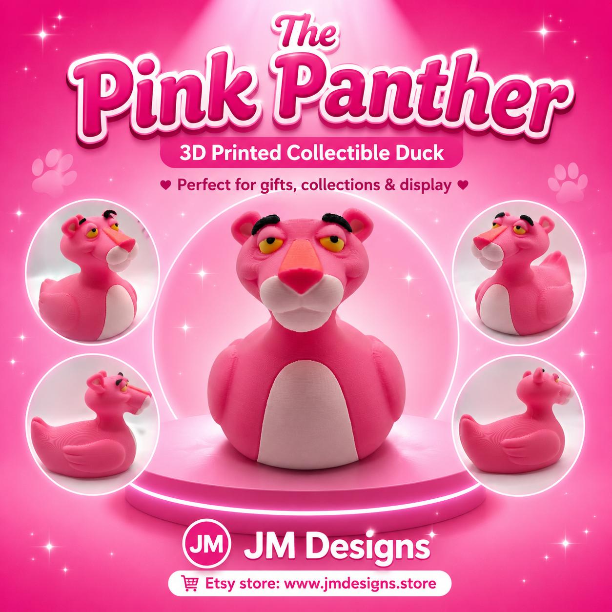 Pink Panther Inspired Duck Figure Collectible Gift Cartoon Fan Merchandise 3D Printed Hard Plastic Display