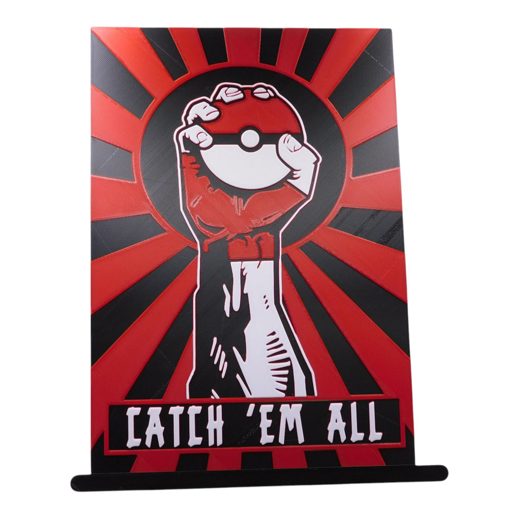 Pokemon Inspired Catch Em All 3D Printed Art Decor Pokeball Gamer Gift Fan Collectable - JM Designs