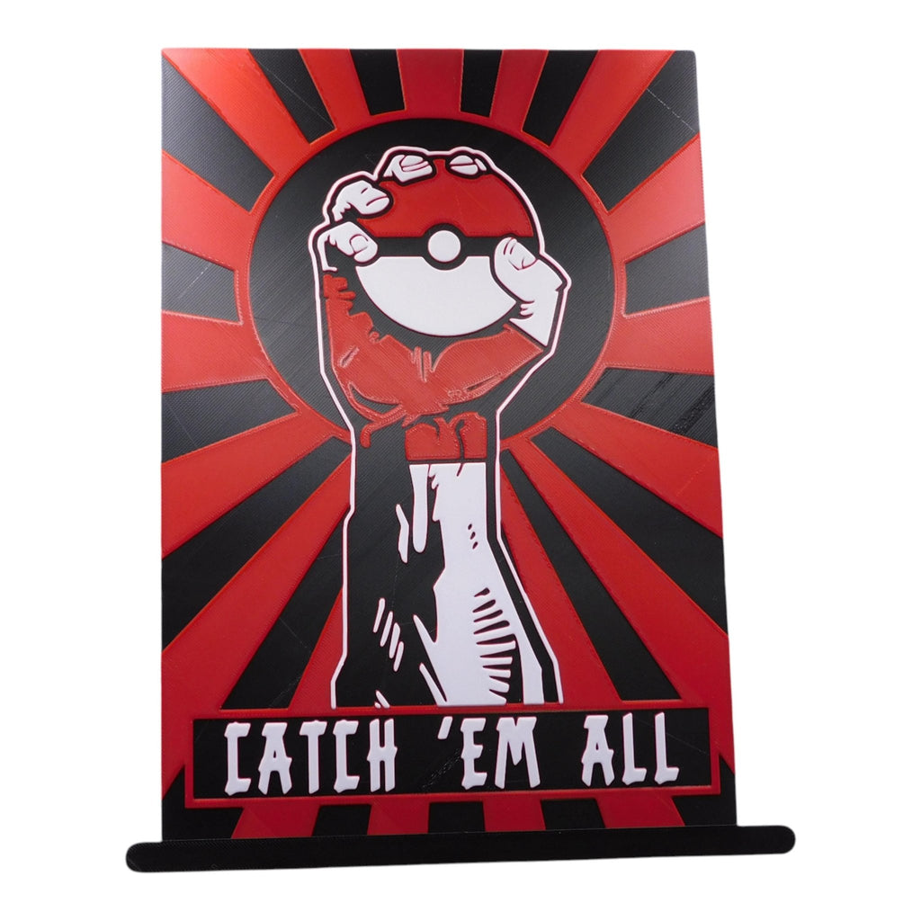 Pokemon Inspired Catch Em All 3D Printed Art Decor Pokeball Gamer Gift Fan Collectable - JM Designs