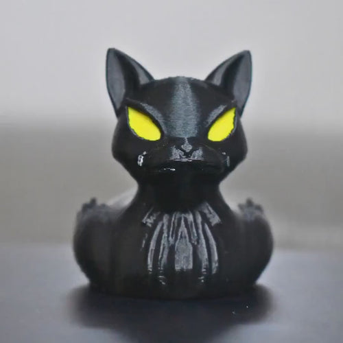 Black Cat Duck Figurine, Spooky 3D Printed Carnival Cruise