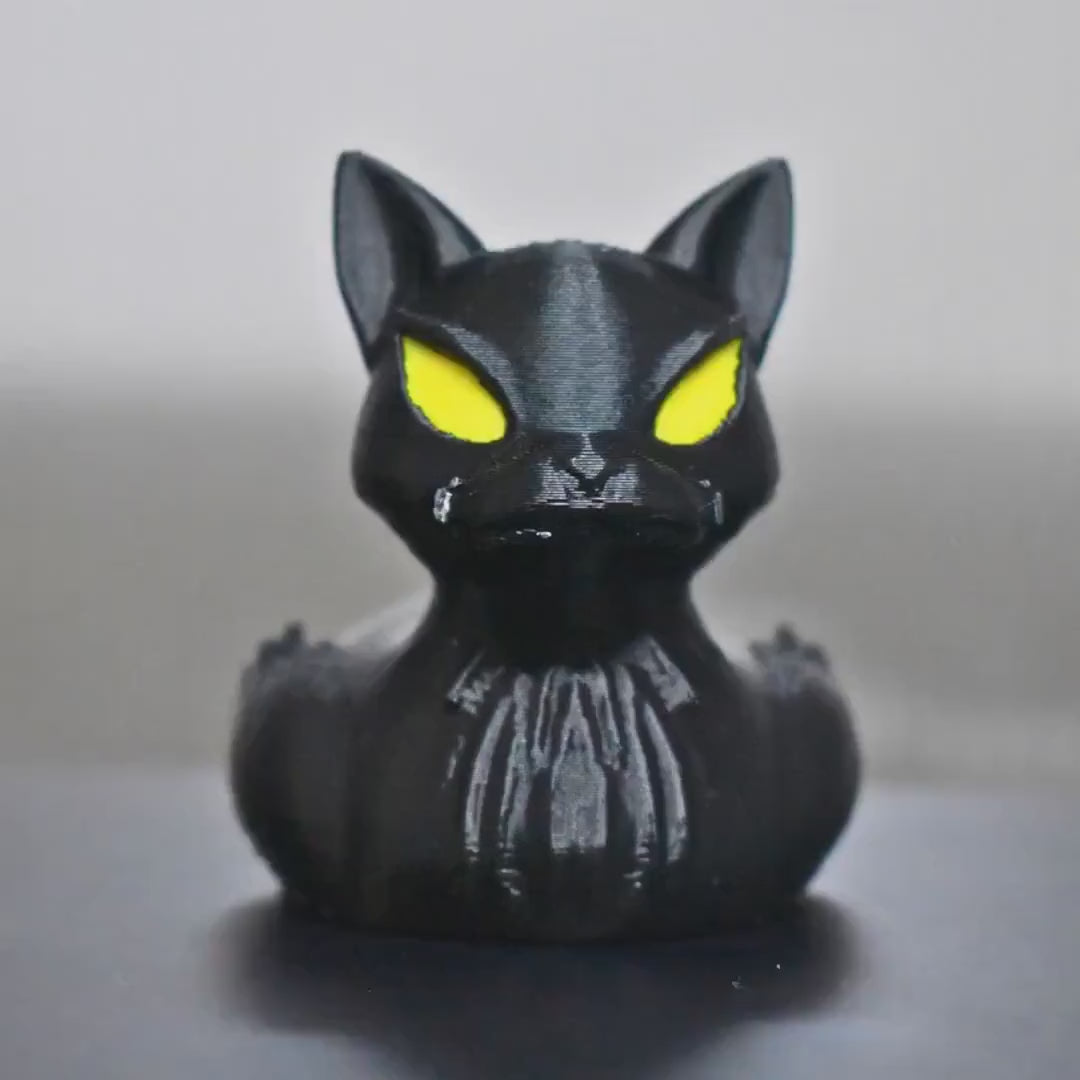 Black Cat Duck Figurine, Spooky 3D Printed Carnival Cruise