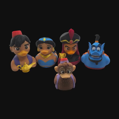 Disney Bath Toy Duck Figurine Set, Aladdin Character Collection for Fun Bathtime