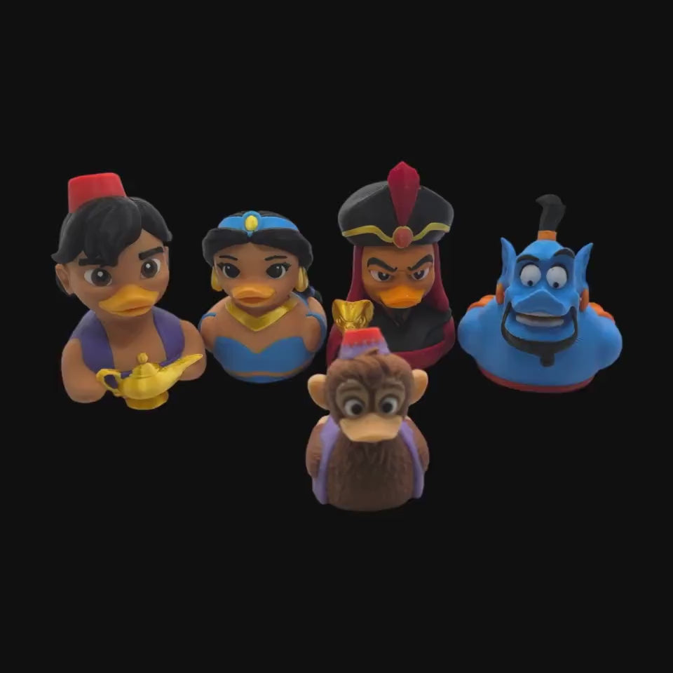 Disney Bath Toy Duck Figurine Set, Aladdin Character Collection for Fun Bathtime